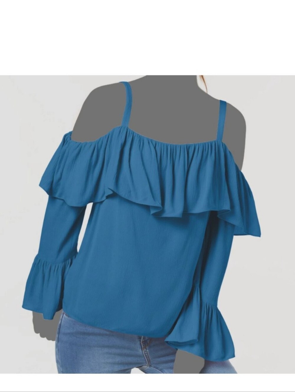 inc Women’s Blue Off-Shoulder Ruffle Top XL Nwt